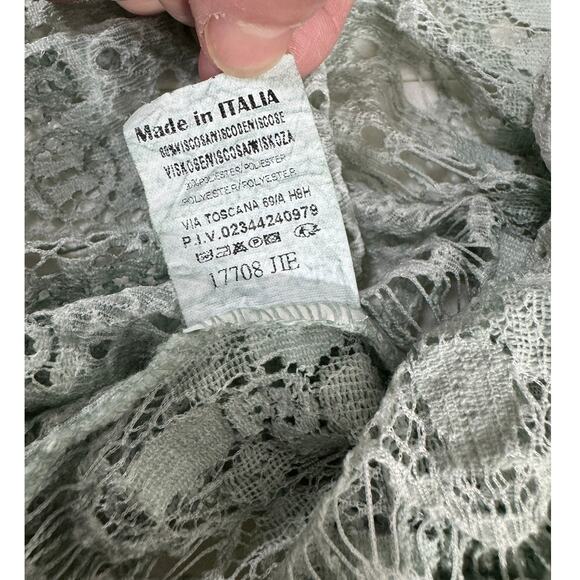 "SCANDAL" ITALY,Sage Lace Shirt, Cottage Core,Fairy,Flare Sleeves,Feminine - Picture 7 of 9